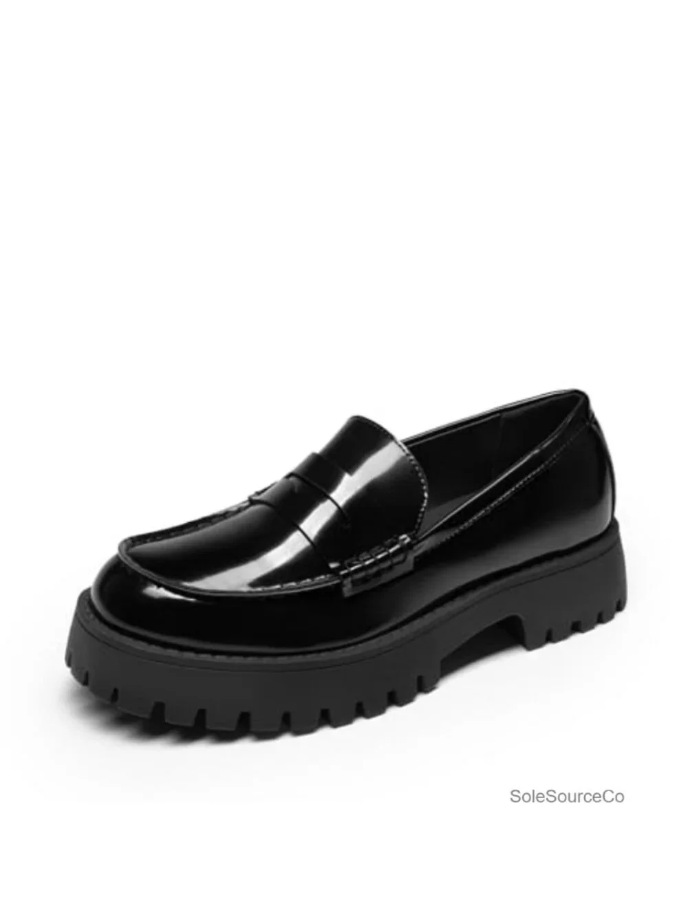 Platform Chunky Penny Loafers for Women Faux Leather Lug Sole Slip On